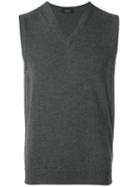 Zanone V-neck Pullover, Men's, Size: 56, Grey, Cotton