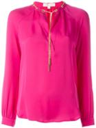 Michael Michael Kors Chain-neck Blouse, Women's, Size: Medium, Pink/purple, Silk