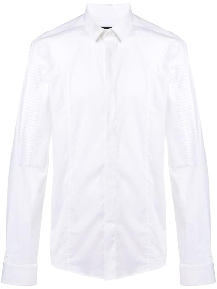 Les Hommes Textured Patch Shirt - White