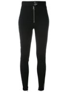 Versace - Zip Detail Leggings - Women - Silk/spandex/elastane/viscose - 42, Black, Silk/spandex/elastane/viscose