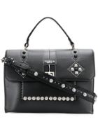 Tosca Blu Embellished Studded Tote - Black