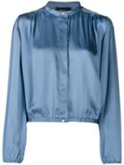 Theory Cropped Gathered Blouse - Blue