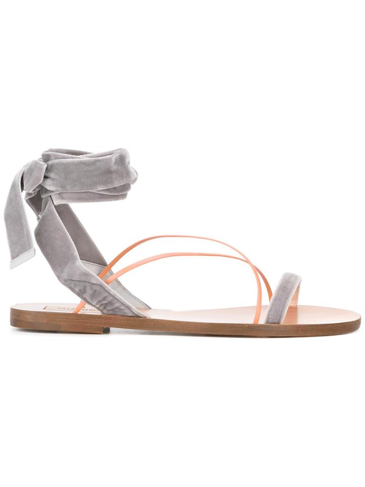 Valentino Valentino Garavani Lace-up Ankle Sandals - Grey
