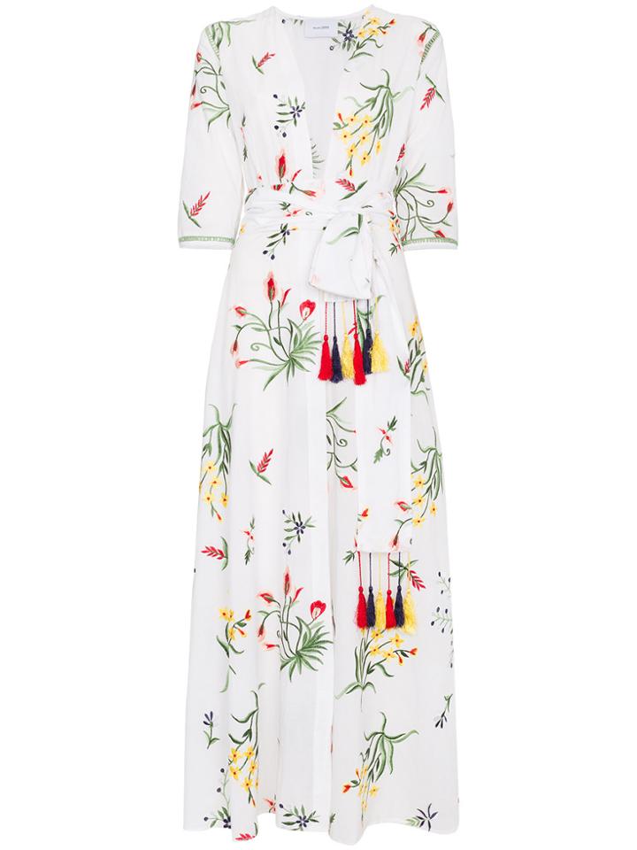 We Are Leone Provence Floral Embroidered Maxi Robe - White