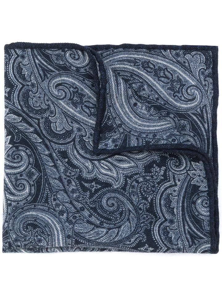 Eleventy Paisley Pocket Square - Blue