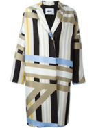 Msgm Striped Coat, Women's, Size: 46, Nude/neutrals, Polyester/viscose/cotton