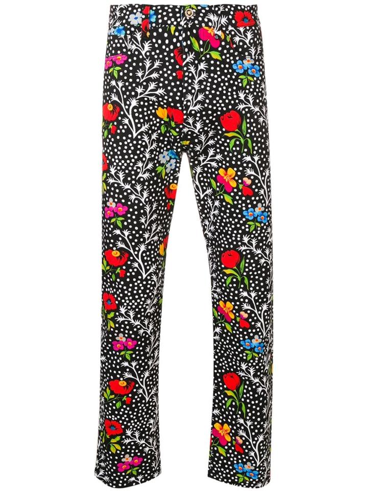 Versace Floral Print Trousers - Black