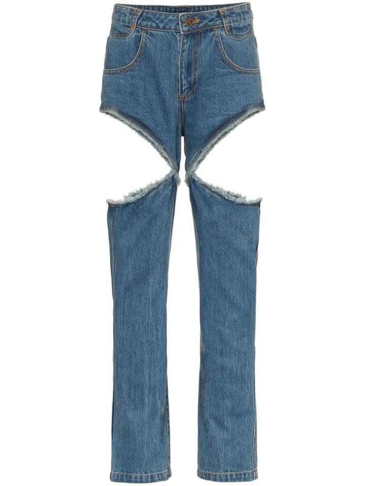 Telfar High Waisted Cutout Jeans - Blue