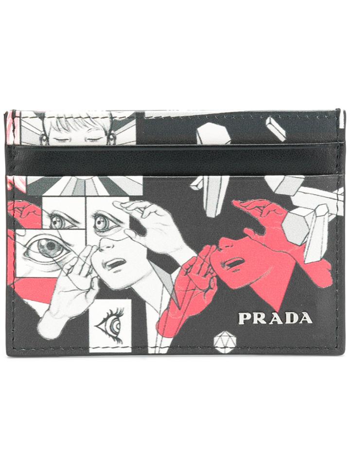 Prada Comic Motif Clutch - Black