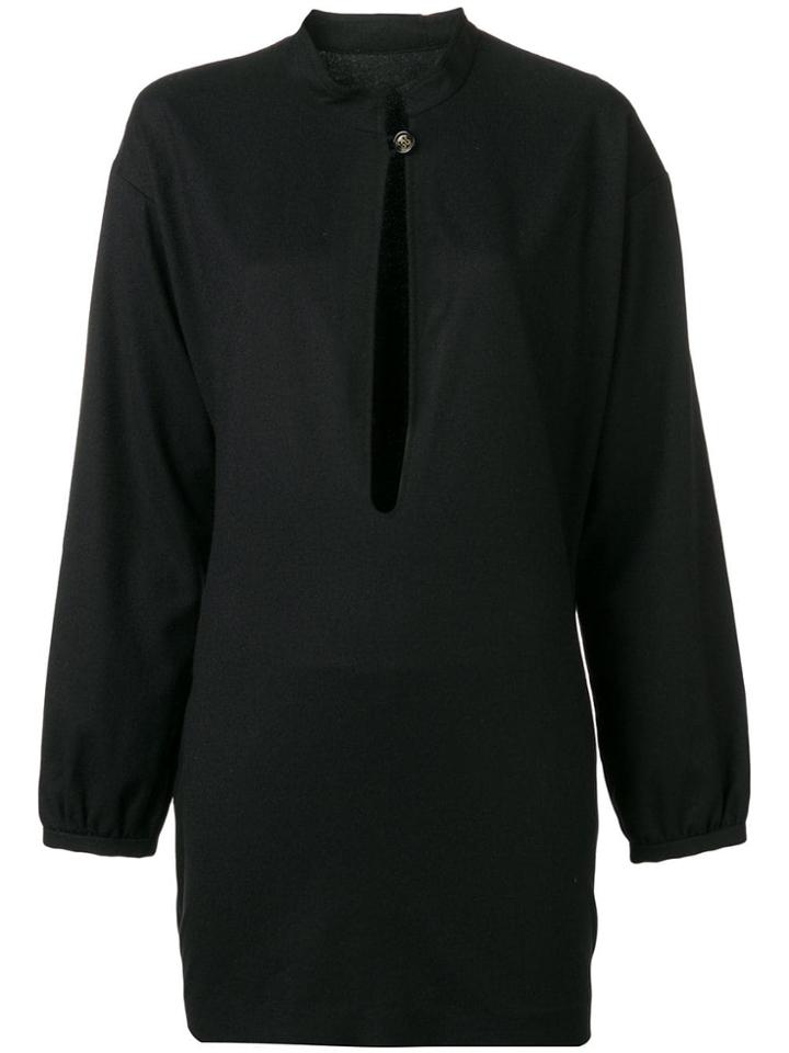 Yves Saint Laurent Pre-owned 1990 Front Slit Top - Black
