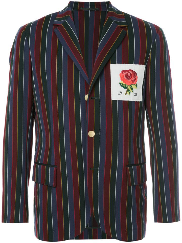 Kent & Curwen Striped Rose Patch Blazer - Multicolour