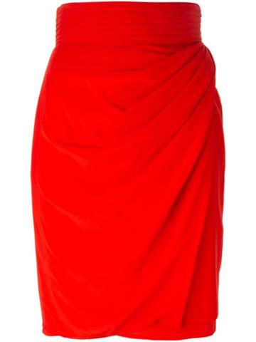 Versace Vintage Draped Pencil Skirt, Women's, Size: I, Red