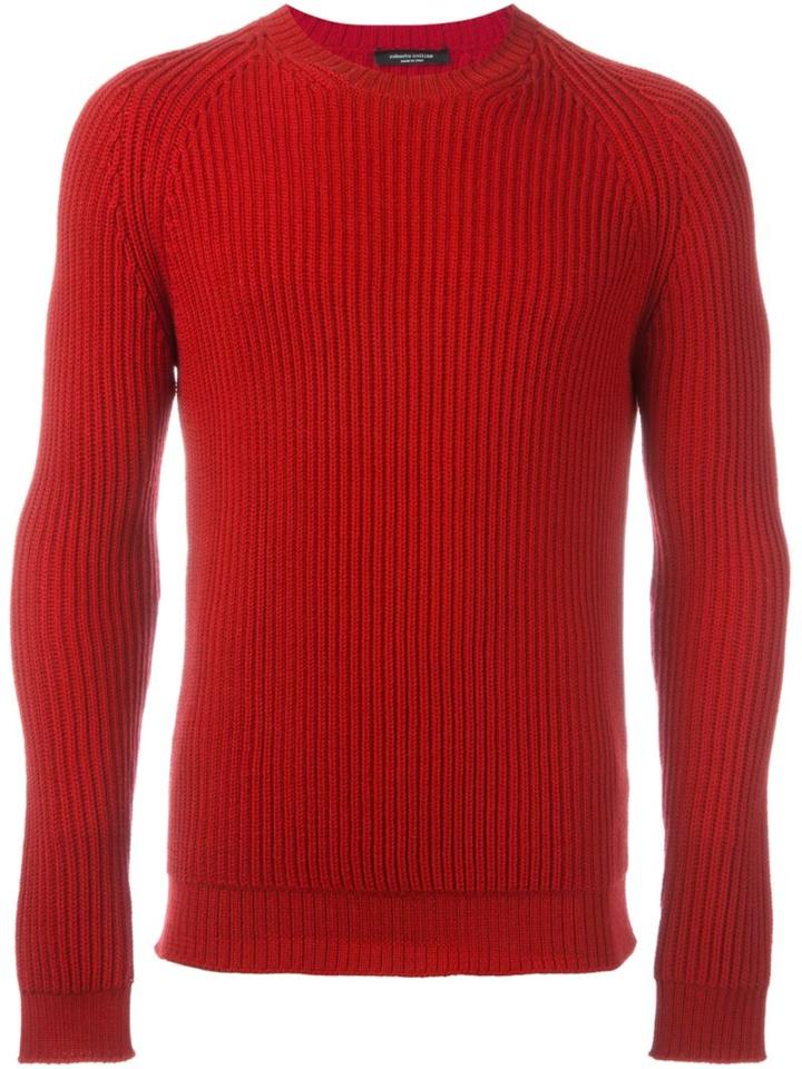 Roberto Collina Ribbed Jumper, Men's, Size: 48, Red, Merino