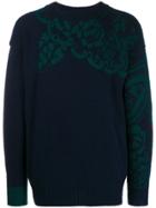 Sacai Floral Knitted Jumper - Blue
