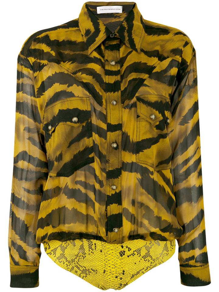 Faith Connexion - Animal Print Shirt - Women - Silk/cotton/polyamide/lyocell - 44, Brown, Silk/cotton/polyamide/lyocell