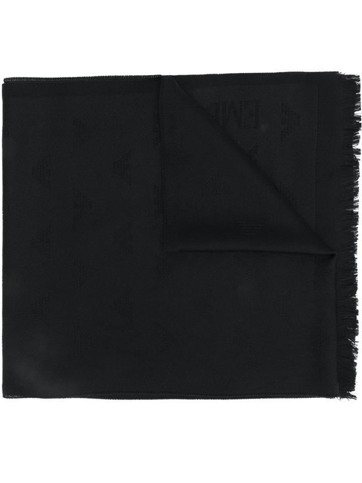 Emporio Armani - Jacquard Logo Scarf - Men - Wool - One Size, Black, Wool