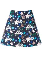 Delpozo Stars Print A-line Skirt, Women's, Size: 38, Blue, Polyester/cotton