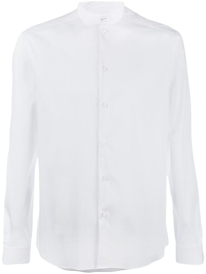 Paolo Pecora Mandarin Collar Shirt, Men's, Size: 43, White, Cotton
