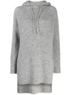 Ganni Drawstring Knitted Hoodie - Grey