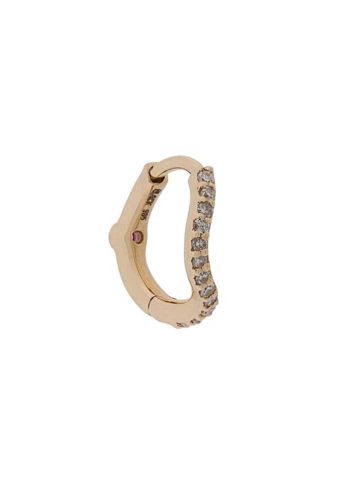 Maria Black Diamond Wave Huggie Earring - Gold