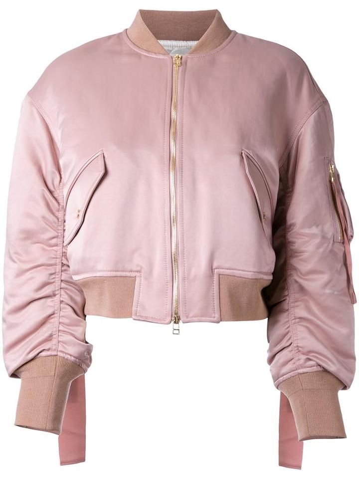 Le Ciel Bleu 'shakes Ma-1' Bomber Jacket, Women's, Size: 36, Pink/purple, Cotton/nylon