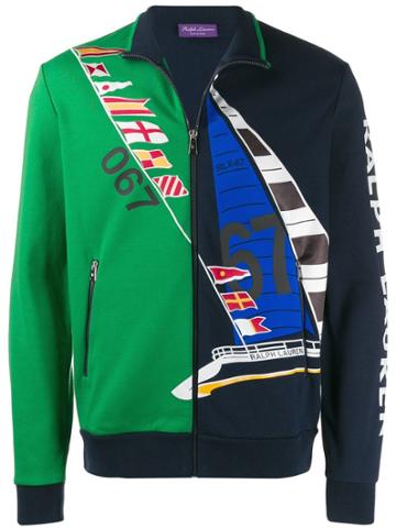 Ralph Lauren Purple Printed Zipped Jacket - Blue
