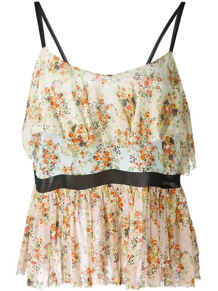 Jucca - Floral Print Ruffled Cami - Women - Polyester/viscose - 42, Polyester/viscose