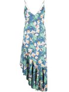 Patbo Floral Print Pleated Asymmetric Dress - Blue