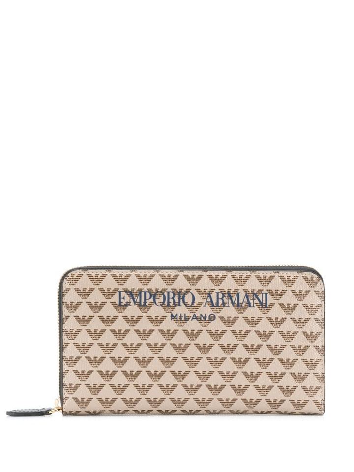 Emporio Armani Logo Print Continental Wallet - Neutrals
