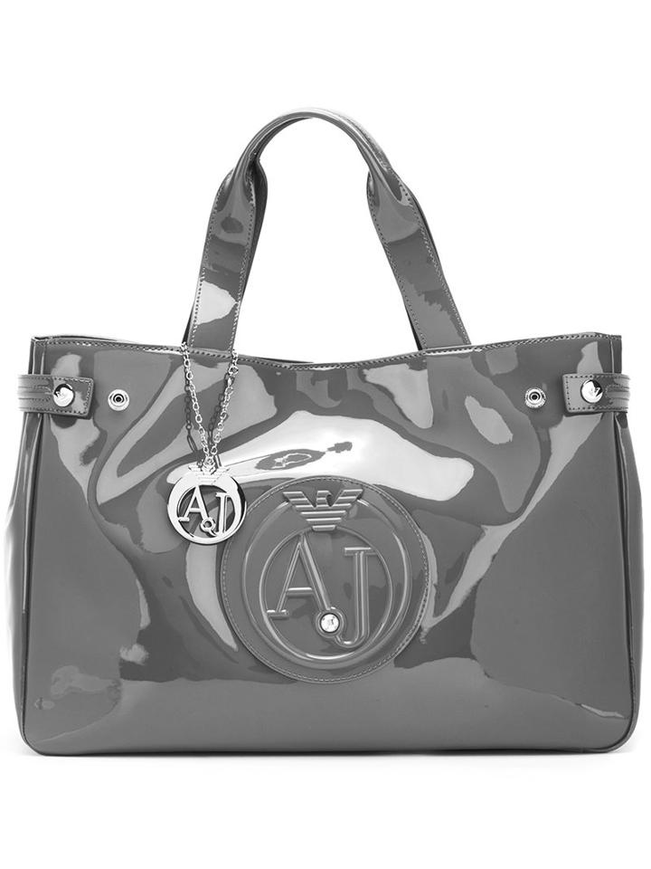 Armani Jeans Logo Embossed Large Tote, Women's, Grey