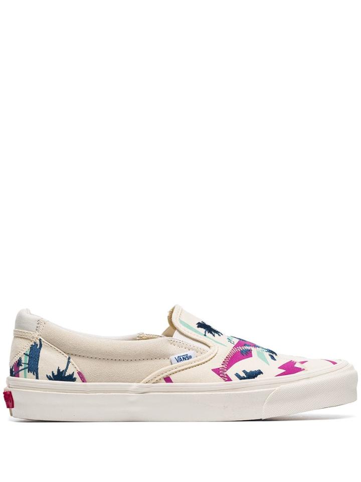 Vans Ivory Palm Bricolage Slip-on Low-top Canvas Sneakers - Neutrals