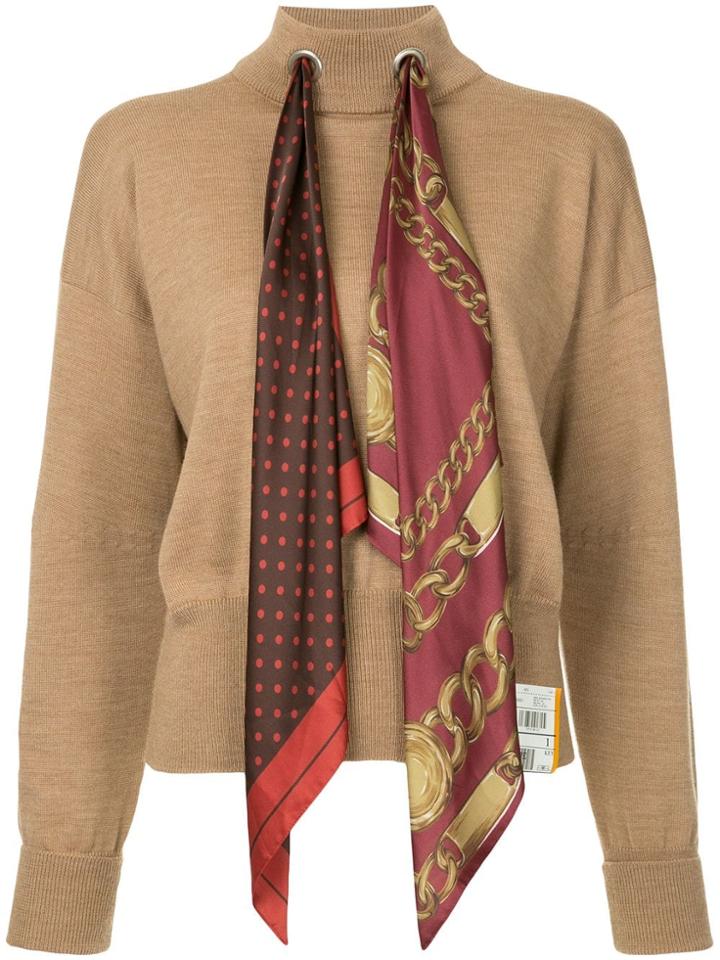 Maison Mihara Yasuhiro Scarf Knit Jumper - Brown