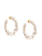 Oscar De La Renta Beaded Pearl Hoop Earrings - White