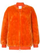 Tibi Luxe Faux Fur Track Jacket - Orange