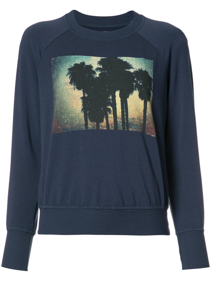 Nsf Palm Tree Print Sweatshirt, Women's, Size: Medium, Blue, Cotton/modal/spandex/elastane