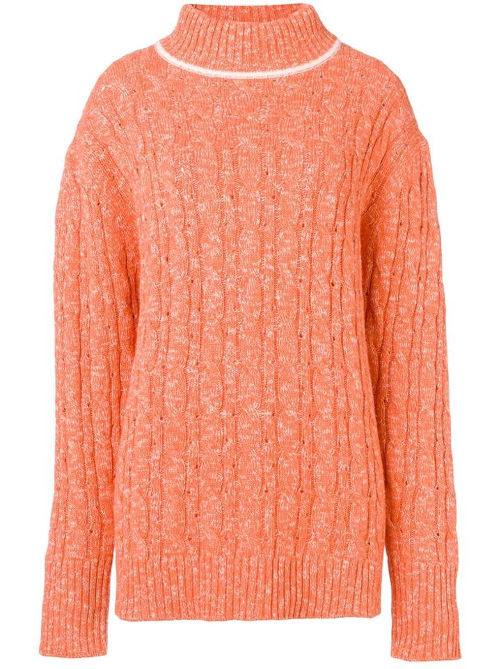 Cashmere In Love Cable Knit Sweater - Orange