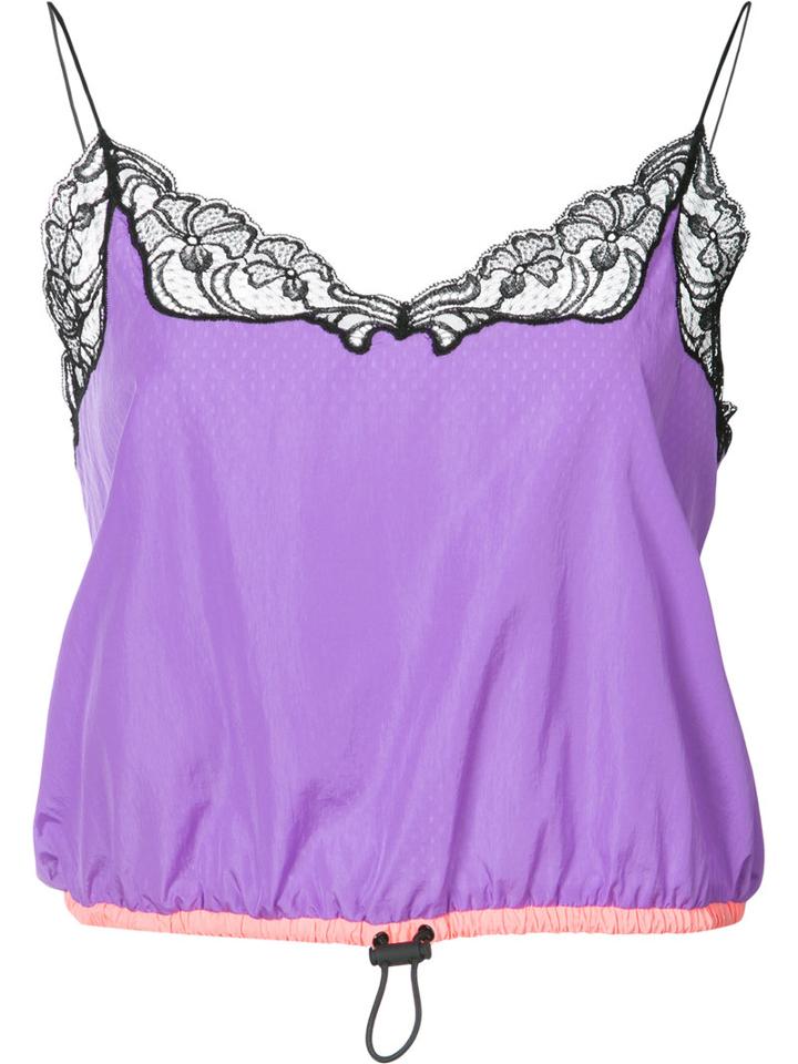 Alexander Wang - Lace Trim Vest Top - Women - Nylon - M, Women's, Pink/purple, Nylon