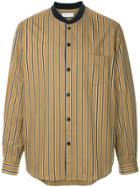 Tomorrowland Striped Shawl Collar Shirt - Brown