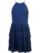Aidan Mattox Pleated Shift Mini Dress - Blue