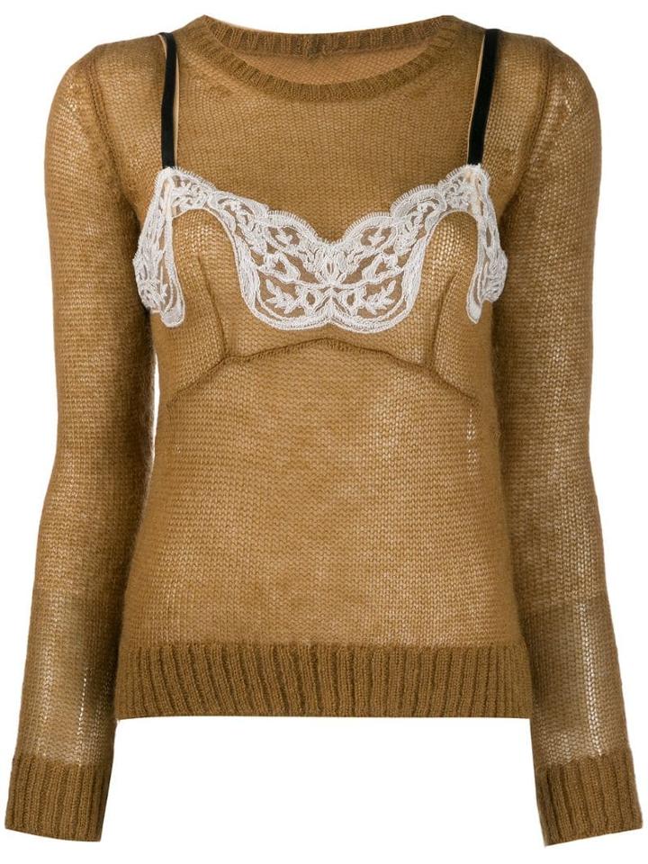 Nº21 Two-layer Knitted Sweater - Brown