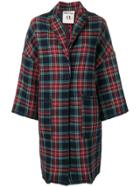 Semicouture Checked Oversized Coat - Blue