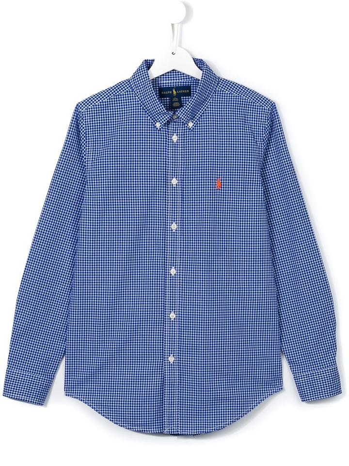 Ralph Lauren Kids Gingham Button Down Shirt, Boy's, Size: 14 Yrs, Blue
