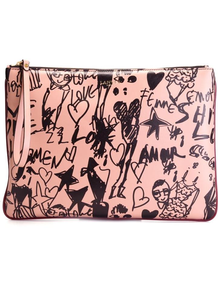 Lanvin Graffiti Print Clutch, Women's, Pink/purple