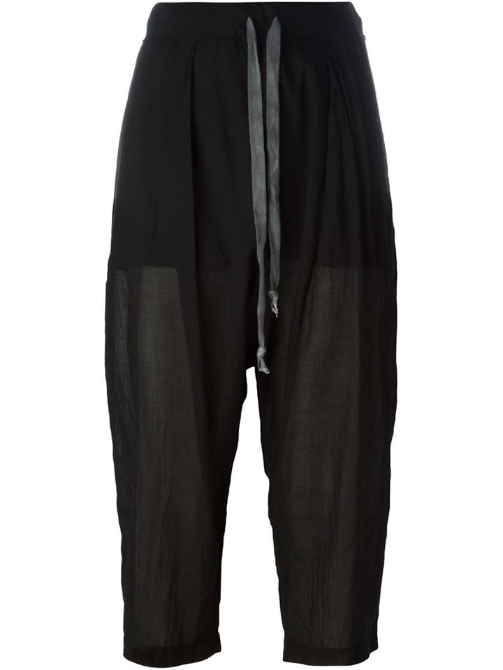 Lost & Found Rooms Drop-crotch Cropped Trousers, Women's, Size: Xxxl, Black, Cotton