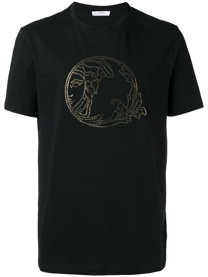 Versace Collection Logo Print T-shirt, Men's, Size: Small, Black, Cotton
