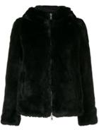 Colmar Hooded Fur Coat - Black