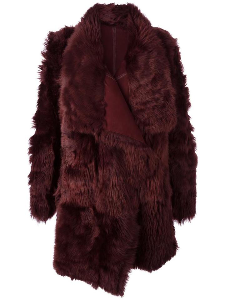 Meteo By Yves Salomon Classic Fur Coat, Women's, Size: 42, Red, Lamb Fur/lamb Skin