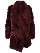 Meteo By Yves Salomon Classic Fur Coat, Women's, Size: 42, Red, Lamb Fur/lamb Skin