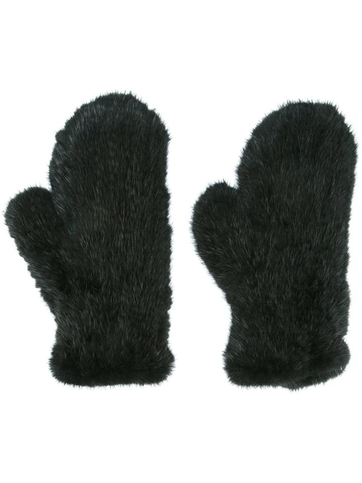 Yves Salomon Mink Fur Mittens - Black