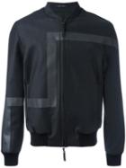 Emporio Armani Geometric Print Bomber Jacket, Men's, Size: 48, Grey, Virgin Wool/polyester/spandex/elastane